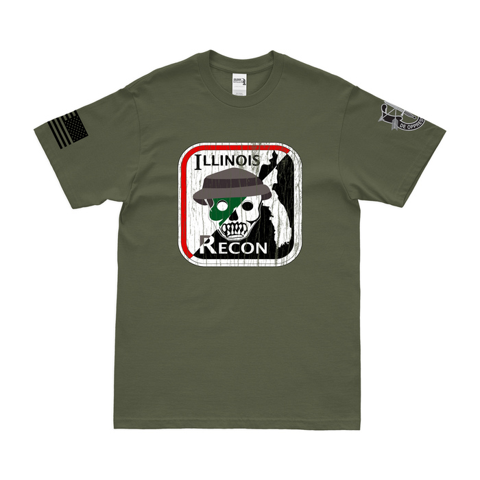 RT Illinois MACV-SOG Vietnam War T-Shirt Tactically Acquired Military Green Distressed Small