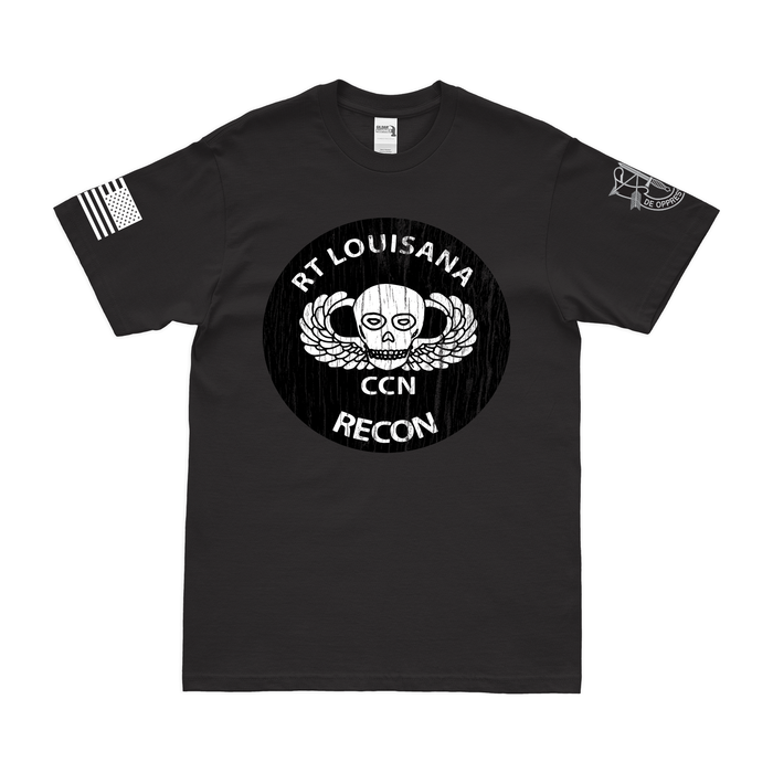 RT Louisiana MACV-SOG Vietnam War T-Shirt Tactically Acquired Black Distressed Small