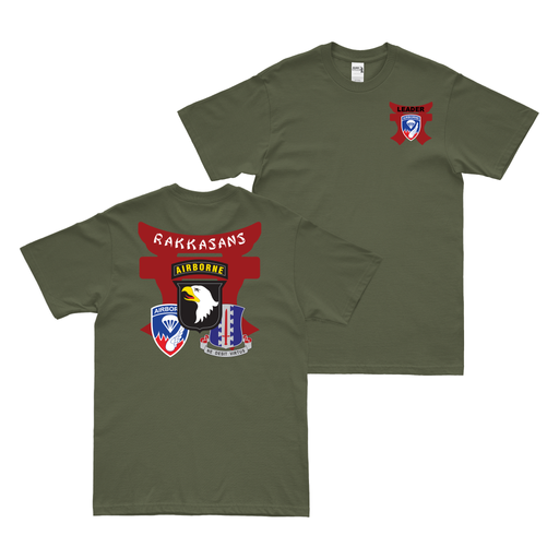 Double-Sided 1-187 Infantry 101st ABN (AASLT) T-Shirt Tactically Acquired Military Green Small 