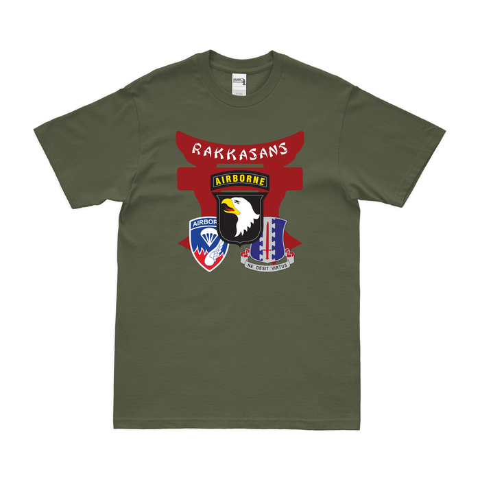 187th Airborne Infantry 'Rakkasans' 101st Airborne Tori T-Shirt Tactically Acquired Military Green Clean Small