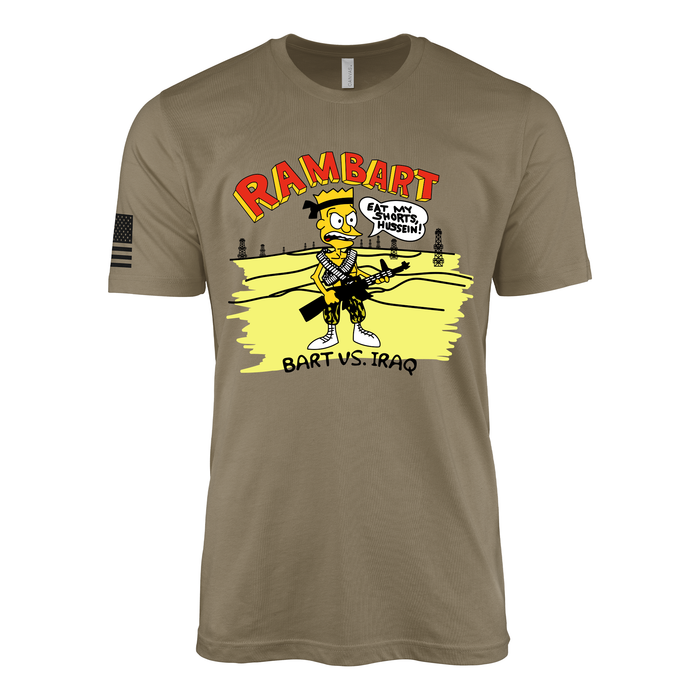 Vintage 1991 "Eat My Shorts Hussein" Bart Simpson Desert Storm T-Shirt Tactically Acquired Coyote Brown Small