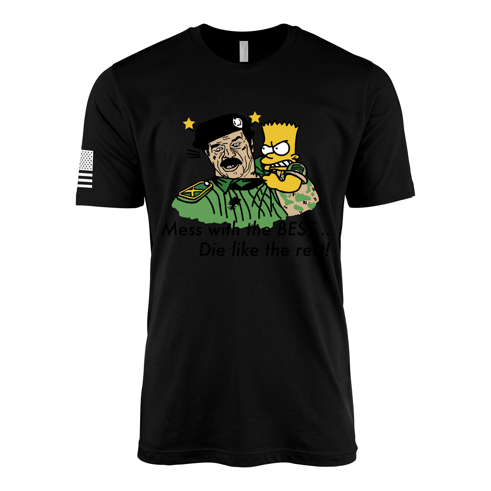 Vintage 1991 "Mess with the Best, Die Like the Rest" Bart Simpson Gulf War T-Shirt Tactically Acquired Black Small