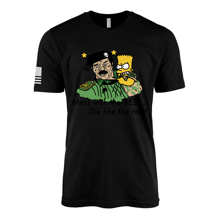 Vintage 1991 "Mess with the Best, Die Like the Rest" Bart Simpson Gulf War T-Shirt Tactically Acquired Black Small