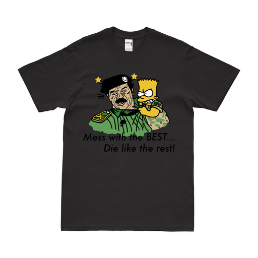 Vintage 1991 "Mess with the Best, Die Like the Rest" Bart Simpson Gulf War T-Shirt Tactically Acquired Black Small 