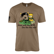 Vintage 1991 "Mess with the Best, Die Like the Rest" Bart Simpson Gulf War T-Shirt Tactically Acquired Woodland Brown Small