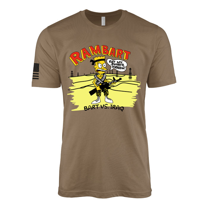 Vintage 1991 "Eat My Shorts Hussein" Bart Simpson Desert Storm T-Shirt Tactically Acquired Woodland Brown Small