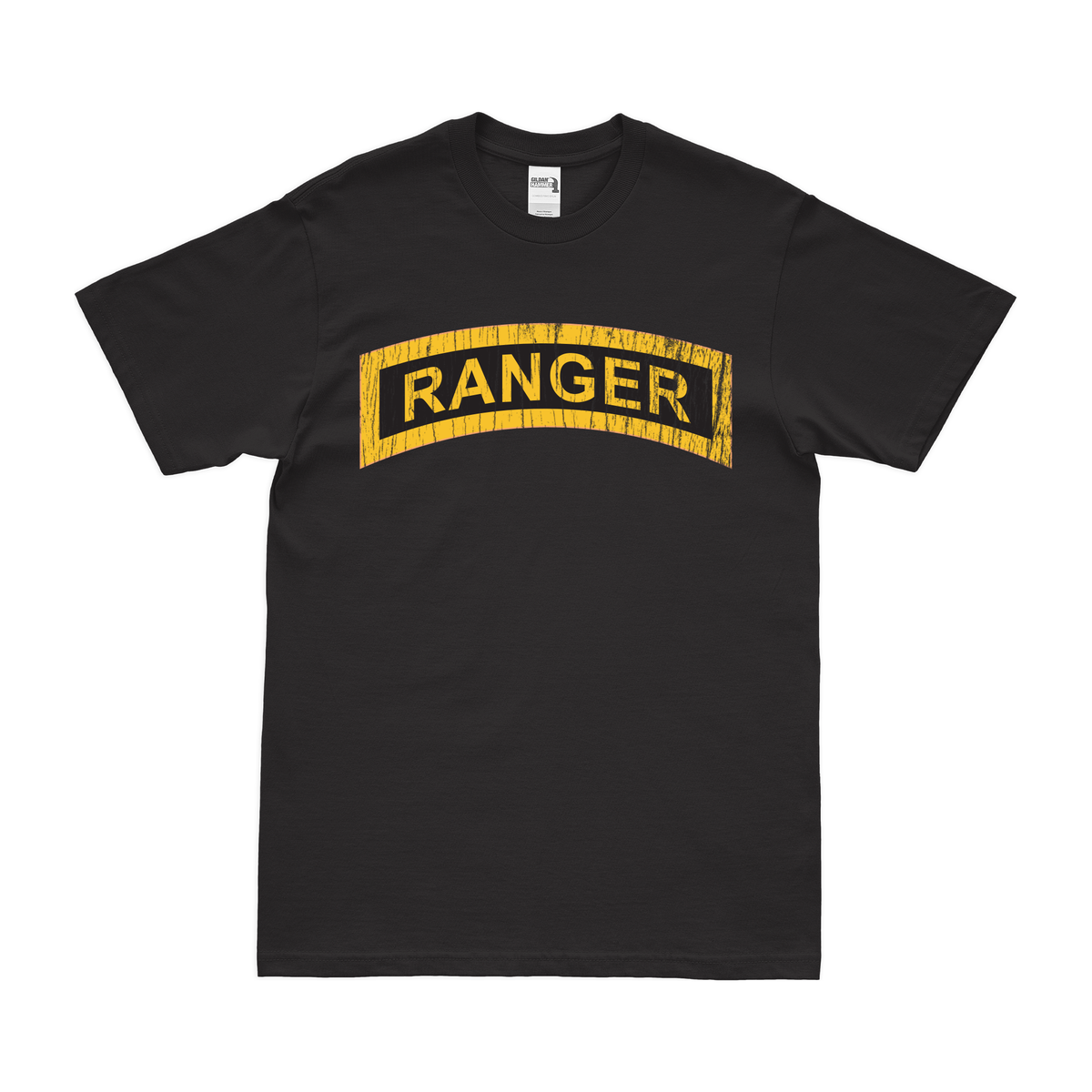Distressed U.S. Army Ranger Tab Scroll Logo Emblem T-Shirt Tactically Acquired Small Black 