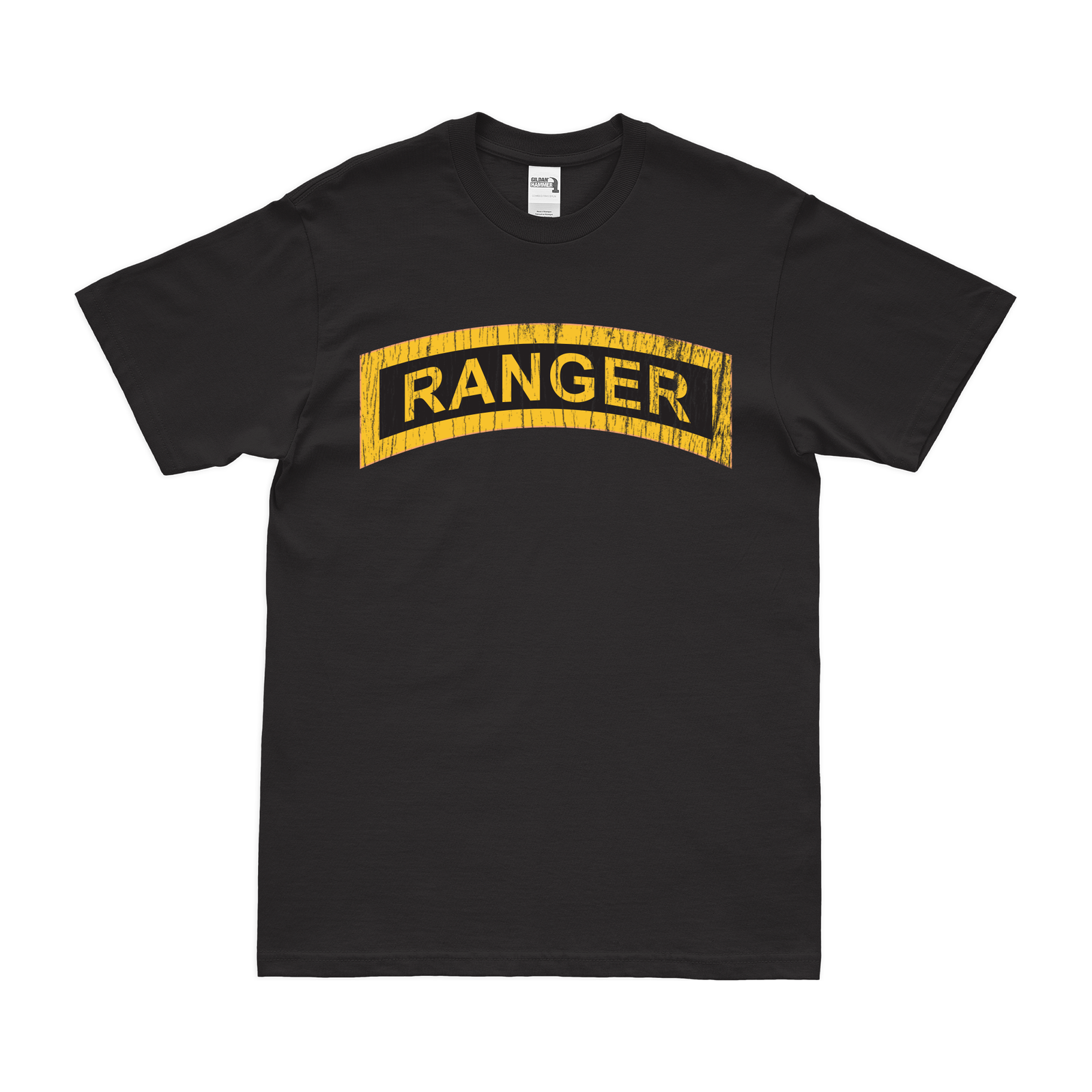 Distressed U.S. Army Ranger Tab Scroll Logo Emblem T-Shirt Tactically Acquired Small Black 