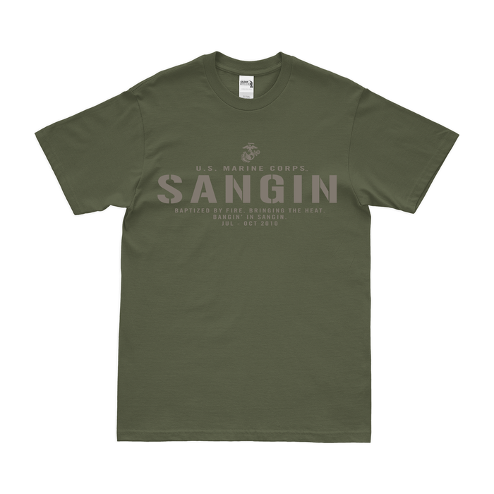 USMC Battle of Sangin Operation Enduring Freedom Afghanistan Veteran T-Shirt Tactically Acquired Military Green Small 