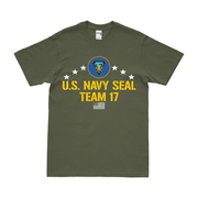 Patriotic U.S. Navy SEAL Team 17 Logo Emblem T-Shirt Tactically Acquired Military Green Small 