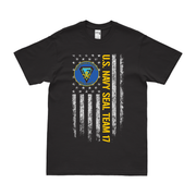 Patriotic U.S. Navy SEAL Team 17 American Flag T-Shirt Tactically Acquired Black Small 