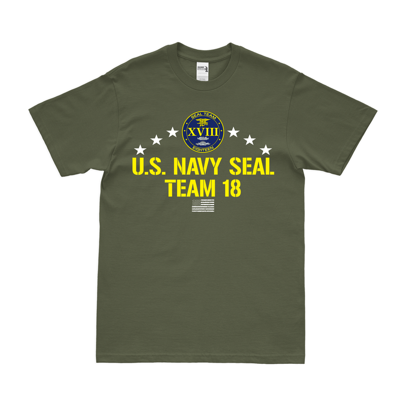 Patriotic U.S. Navy SEAL Team 18 Logo Emblem T-Shirt