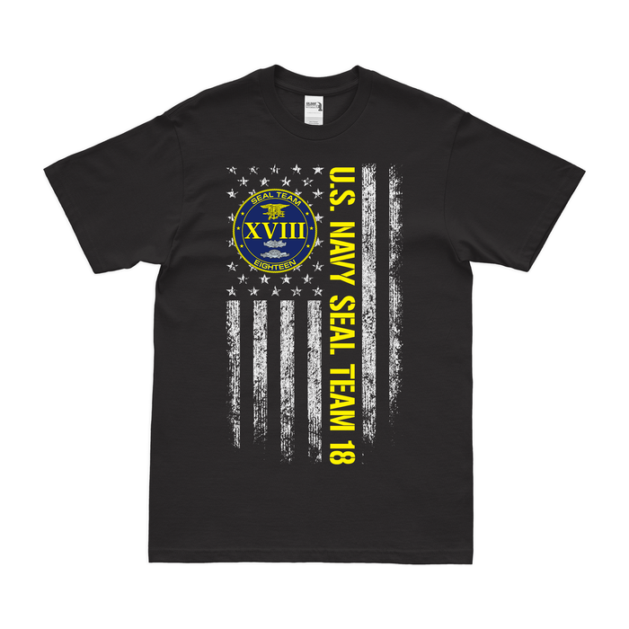 Patriotic U.S. Navy SEAL Team 18 American Flag T-Shirt Tactically Acquired Black Small 
