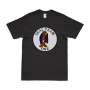 U.S. Navy SEAL Team 1 Emblem T-Shirt Tactically Acquired Black Clean Small