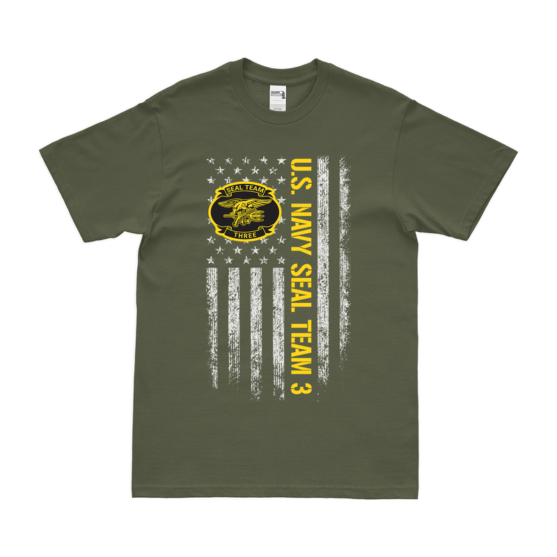 Patriotic U.S. Navy SEAL Team 3 American Flag T-Shirt