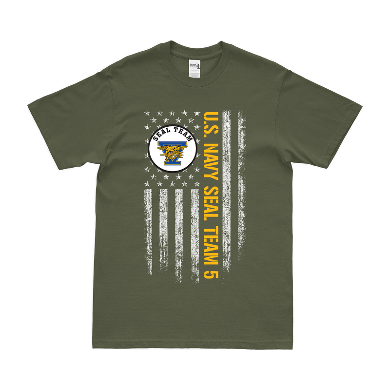 Patriotic U.S. Navy SEAL Team 5 American Flag T-Shirt