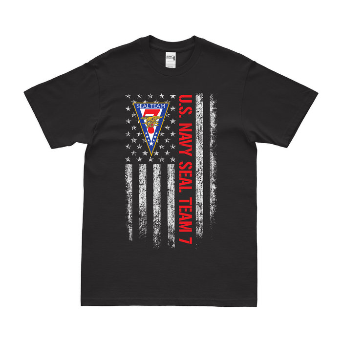 Patriotic U.S. Navy SEAL Team 7 American Flag T-Shirt Tactically Acquired Black Small 