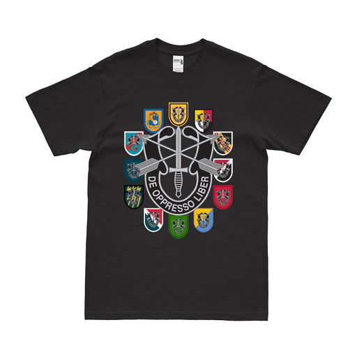 U.S. Army Special Forces Groups Beret Flashes Tribute T-Shirt Tactically Acquired Small Black 