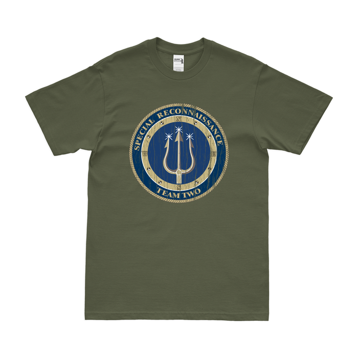 Special Reconnaissance Team Two (SRT-2) Emblem T-Shirt Tactically Acquired Military Green Distressed Small