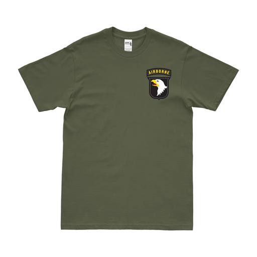 101st Airborne Division Left Chest SSI Emblem T-Shirt Tactically Acquired Military Green Small 