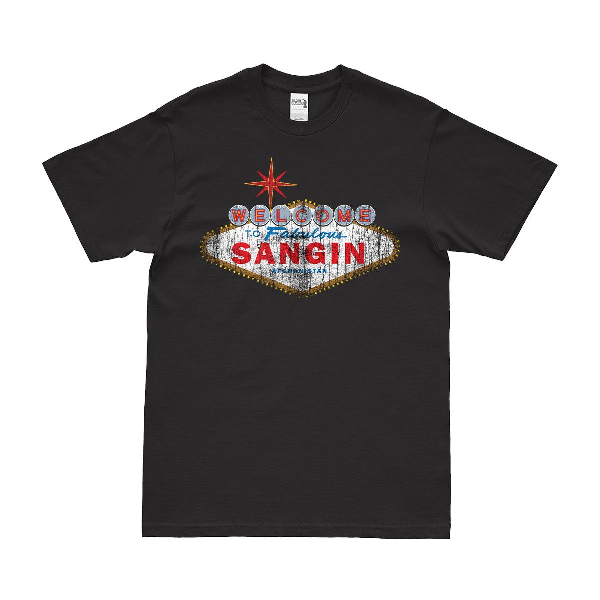 Welcome to Fabulous Sangin Afghanistan Operation Enduring Freedom USMC T-Shirt Tactically Acquired Black Small 