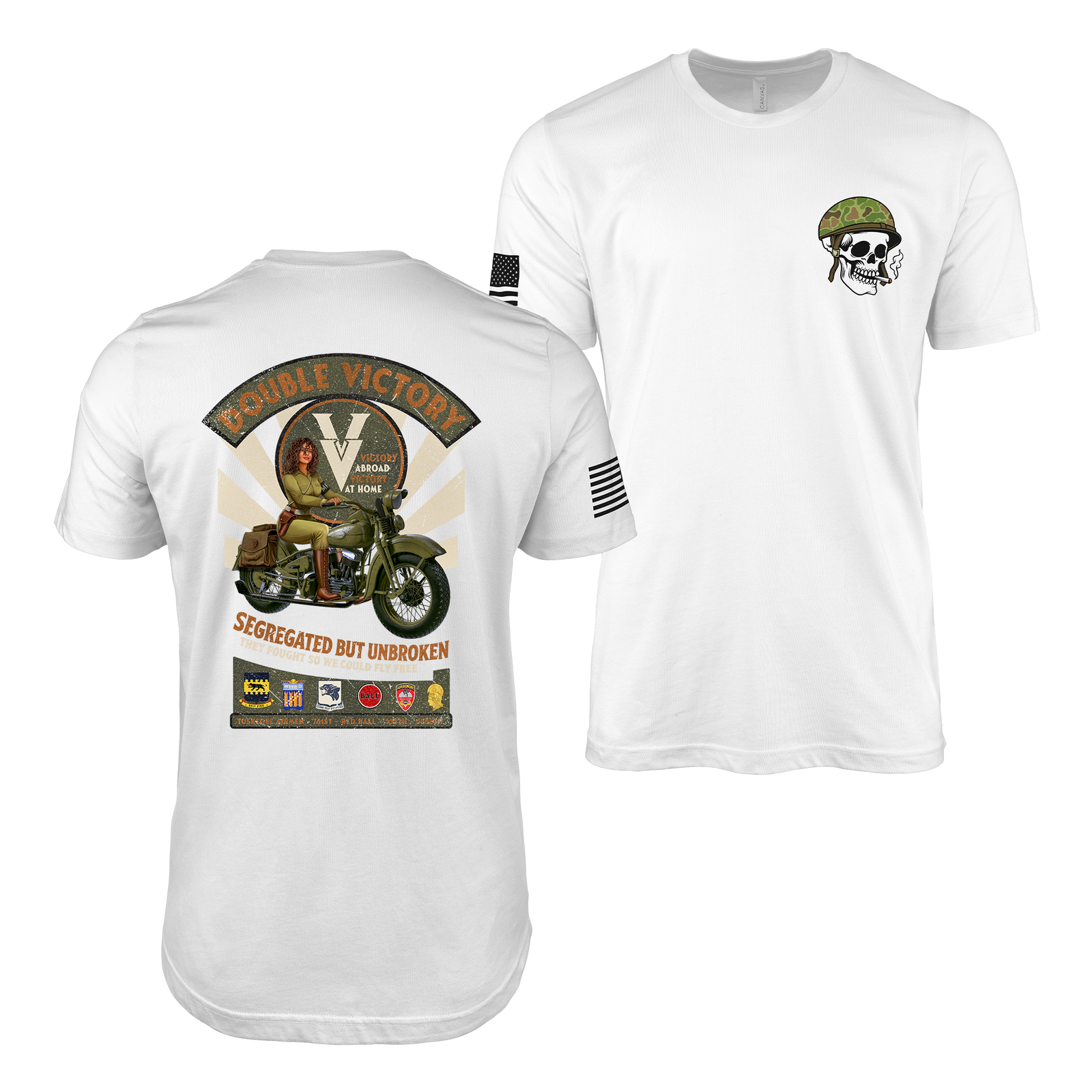 Double V Victory – WW2 MP Pin-Up Girl Saulyna T-Shirt Tactically Acquired White S
