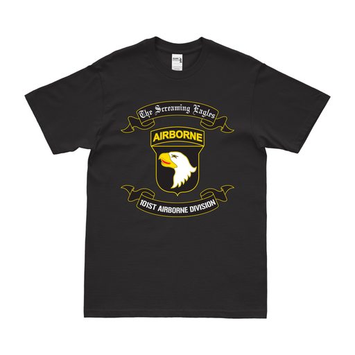 101st Airborne Division Legacy Moto Scroll T-Shirt Tactically Acquired Black Small 