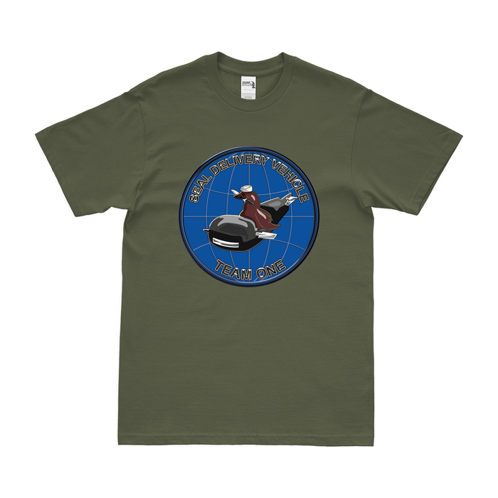 SEAL Delivery Vehicle Team 1 (SDVT-1) Emblem T-Shirt Tactically Acquired Military Green Clean Small