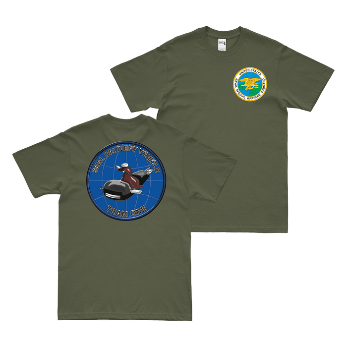 Double-Sided SEAL Delivery Vehicle Team 1 (SDVT-1) NSW T-Shirt Tactically Acquired Military Green Small 