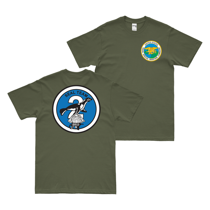 Double-Sided U.S. Navy SEAL Team 2 NSW T-Shirt Tactically Acquired Military Green Small 