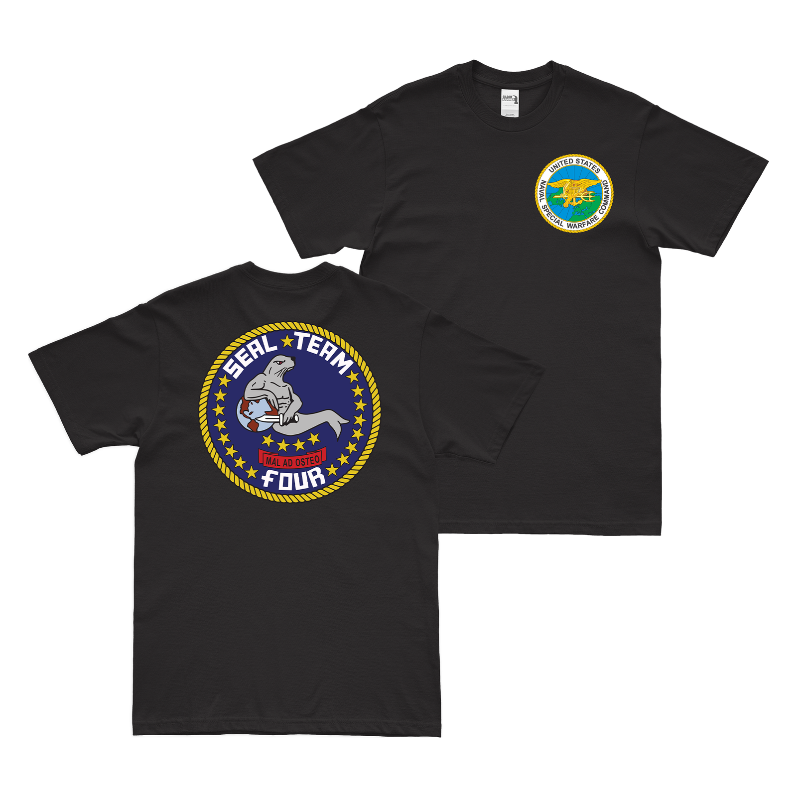 Double-Sided U.S. Navy SEAL Team 4 NSW T-Shirt Tactically Acquired Black Small 