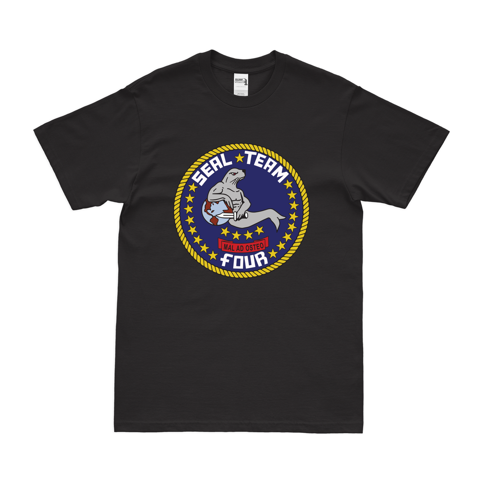 U.S. Navy SEAL Team 4 Emblem T-Shirt Tactically Acquired Black Clean Small