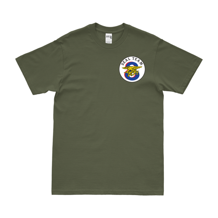 U.S. Navy SEAL TEAM 8 Left Chest Emblem T-Shirt Tactically Acquired Military Green Small 