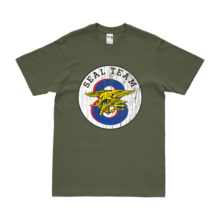U.S. Navy SEAL Team 8 Emblem T-Shirt Tactically Acquired Military Green Distressed Small