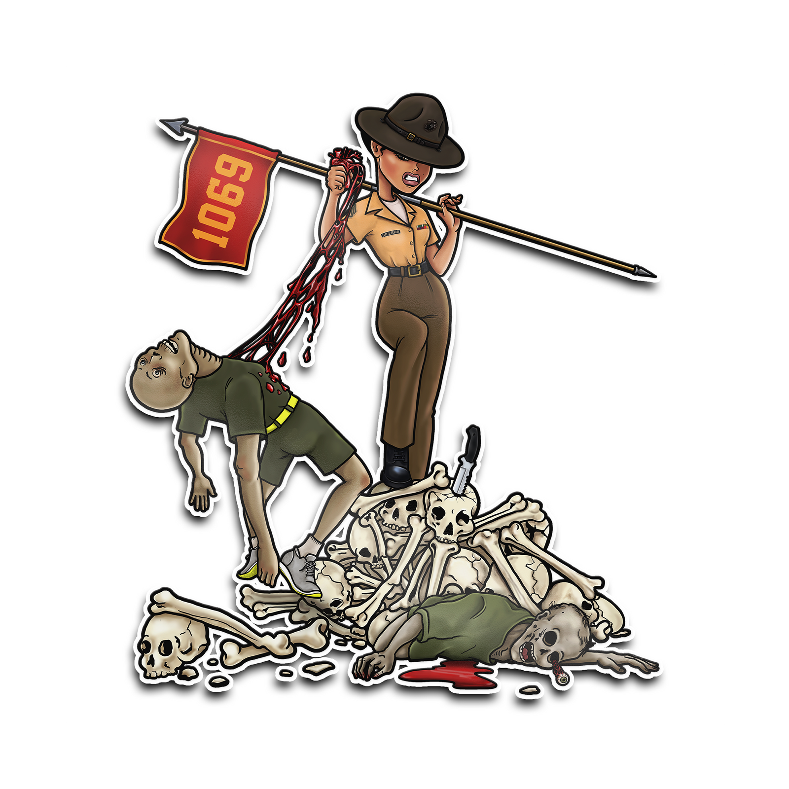 Shaniya Drill Instructor Pin-Up Girl Glossy Vinyl Sticker Tactically Acquired 4"x4"