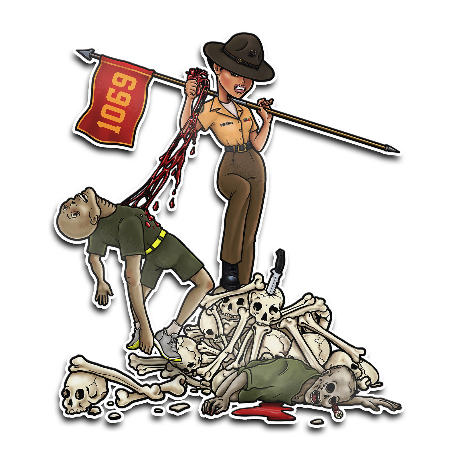 Shaniya Drill Instructor Pin-Up Girl Glossy Vinyl Sticker Tactically Acquired 5"x5"