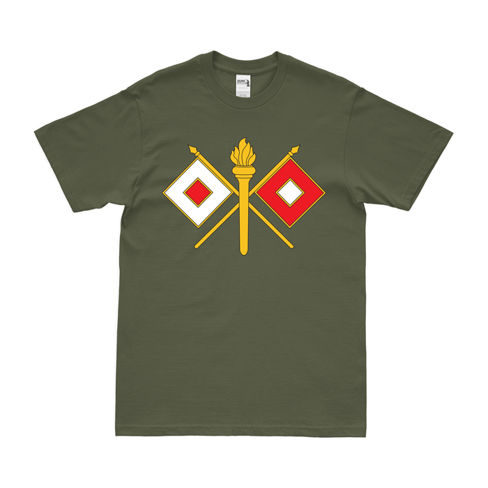 U.S. Army Signal Corps 'USASC' Branch Emblem T-Shirt Tactically Acquired Military Green Clean Small