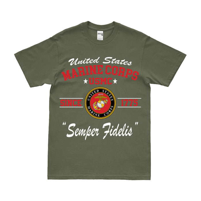 U.S. Marine Corps "Semper Fidelis" Since 1775 USMC Legacy T-Shirt Tactically Acquired Small Military Green 