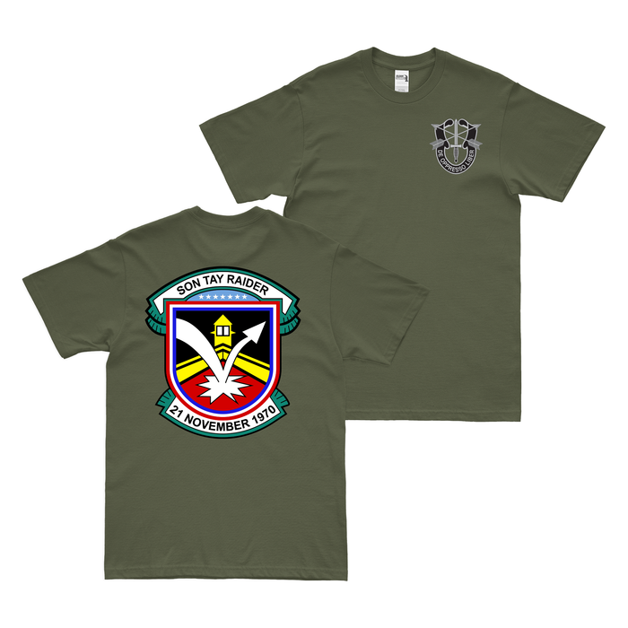 Double-Sided Son Tay Raiders Vietnam War T-Shirt Tactically Acquired Small Military Green 