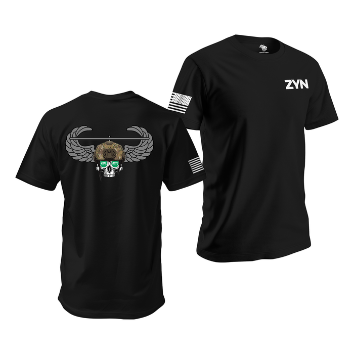 Zyn U.S. Army Air Assault Skull T-Shirt Tactically Acquired Black Small Spearmint