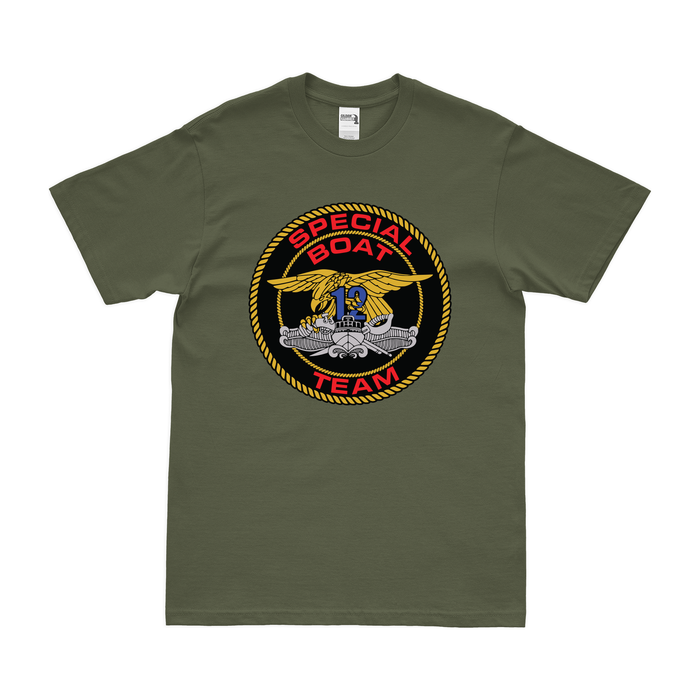 Special Boat Team 12 (SBT-12) Emblem T-Shirt Tactically Acquired Military Green Clean Small