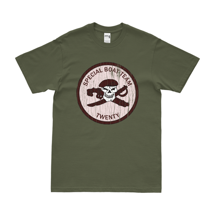 Special Boat Team 20 (SBT-20) Logo T-Shirt Tactically Acquired Military Green Distressed Small