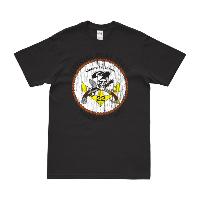 Special Boat Team 22 (SBT-22) Emblem T-Shirt Tactically Acquired Black Distressed Small