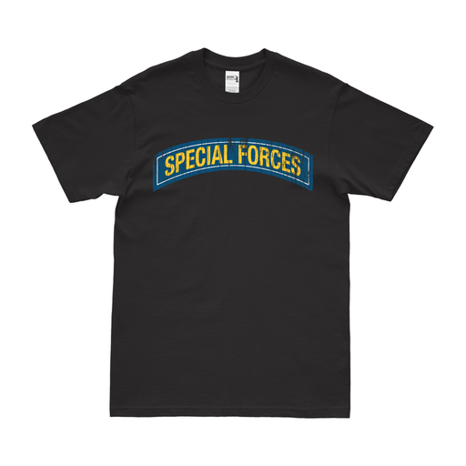 Distressed U.S. Army Special Forces Tab T-Shirt Tactically Acquired Small Black 