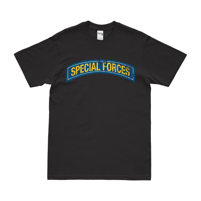 Distressed U.S. Army Special Forces Tab T-Shirt Tactically Acquired Small Black 