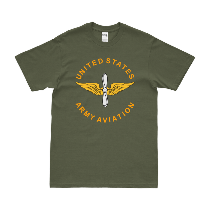 U.S. Army Aviation Branch Insignia T-Shirt Tactically Acquired Military Green Clean Small