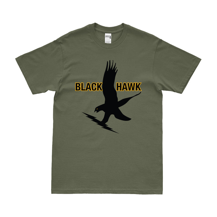 UH-60 Blackhawk Military Helicopter Logo Emblem T-Shirt Tactically Acquired Small Military Green 