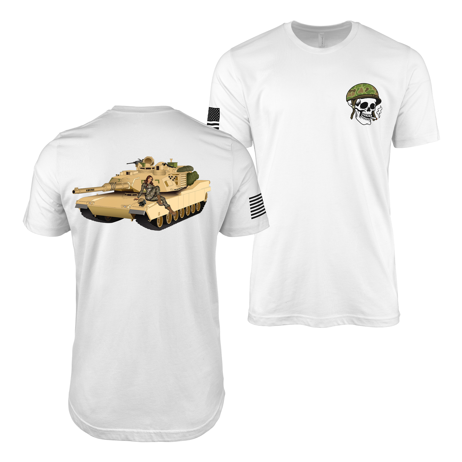 U.S. Army M1A2 Abrams Pin-Up Girl Kelsie T-Shirt Tactically Acquired White S