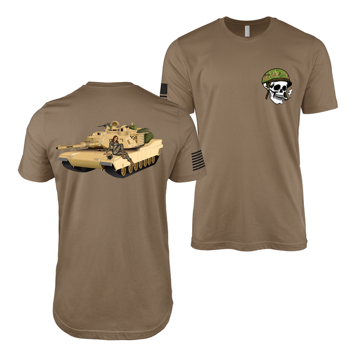 U.S. Army M1A2 Abrams Pin-Up Girl Kelsie T-Shirt Tactically Acquired Woodland Brown Small