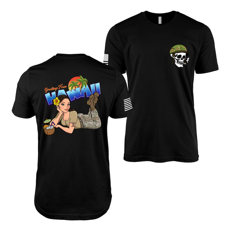 Greetings From Hawaii U.S. Army Pin Up Girl Kayla T-Shirt